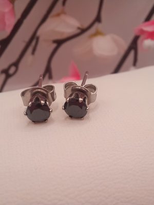 Fekete köves orvosi acél fülbevaló
