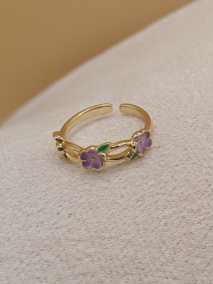 Kislány Sorrel 14K XP virágos gyűrű állítható méret lila