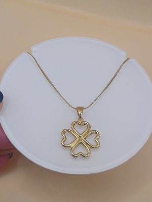 Szerencse lóhere 14K XP medálos nyaklánc