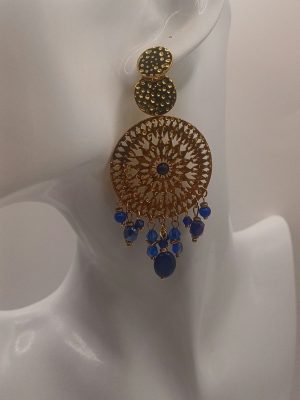 Rozsdamentes acél fülbevaló,Keleti kék mandala