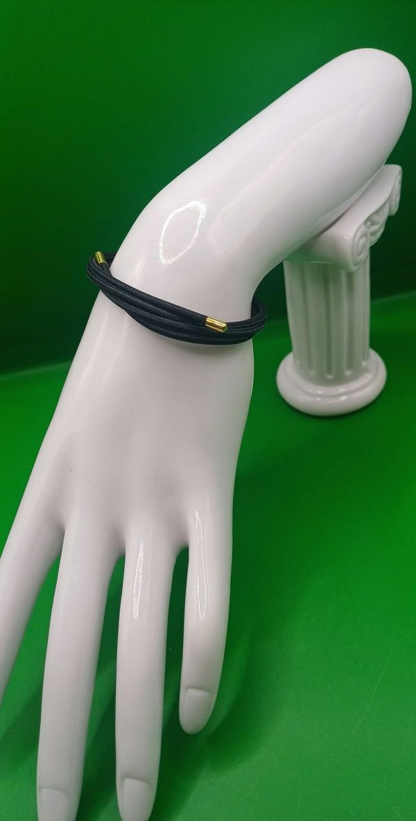 Rozsdamentes acél karkötő, őszi színű, állítható, poliészter